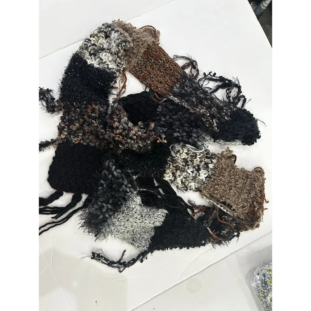 Brown Black Patchwork Scarf Wrap Extra Long Boho Fairy Grunge Whimsigoth Witchy